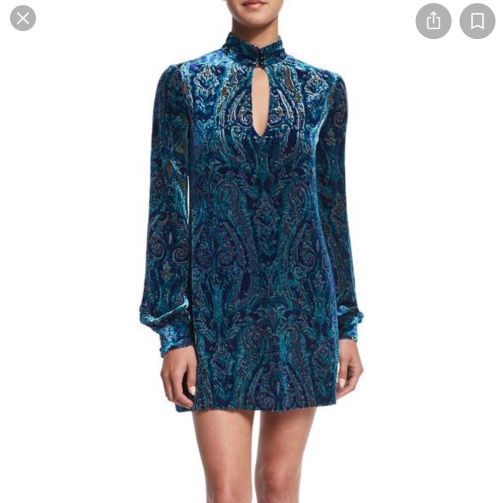 Nanette Lepore Blue Velvet Paisley dress 4